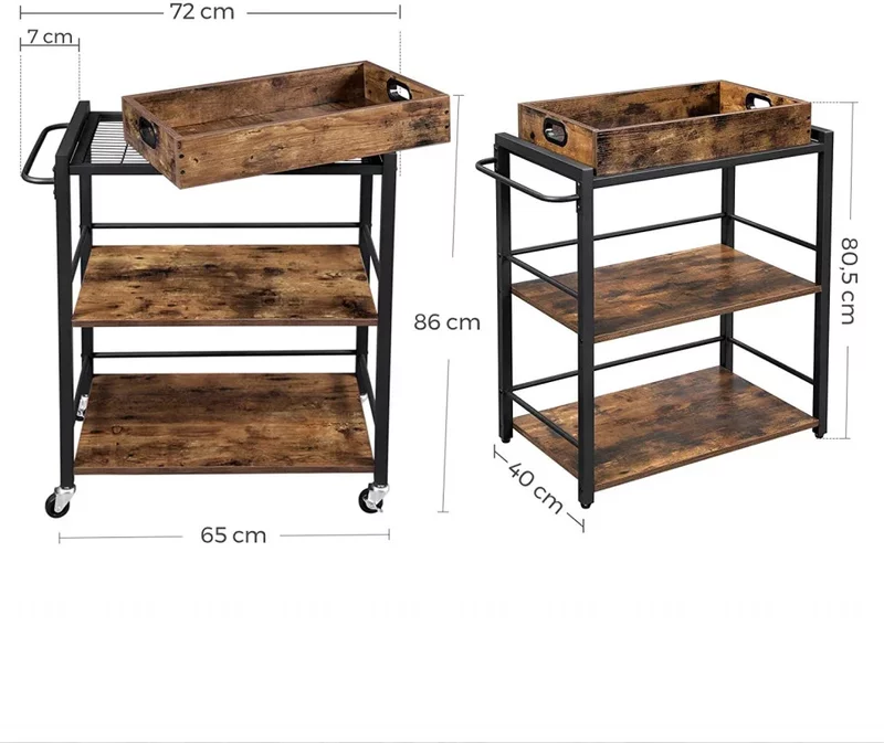 Masa servire cu tava detasabila industrial design