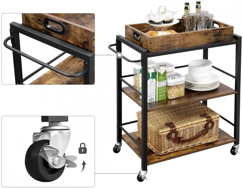 Masa servire cu tava detasabila industrial design